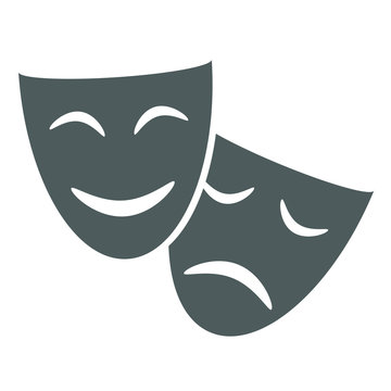 Theatrical masks graphic icon. Masks theatrical isolated sign on white background. Vector illustration