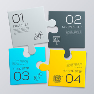 Four Pieces Puzzle. Modern Business Infographic For Your Presentation. Vector.