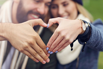 Picture showing happy young couple dating in the city