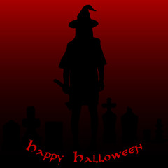 Halloween party. Zombies with an ax in the cemetery.  Halloween poster. Vector illustration.