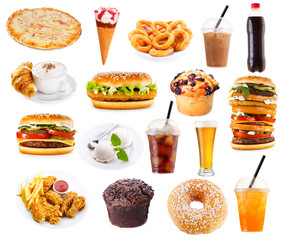 set of fast food products