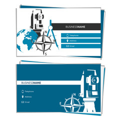 Business card concept of Geodesy and Cartography - obrazy, fototapety, plakaty
