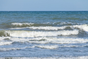 Sea, Wind, waves and cloudy in sky