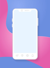 White smartphone vector mockup on gradient background.