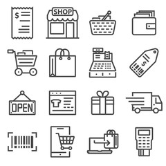 Line Shopping and Retail Icons Set - 175906137