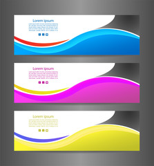 Fototapeta premium Set three colorful abstract modern banner texture. Vector banner background for web banner design