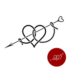 Heart with arrow tattoo style linear logo.