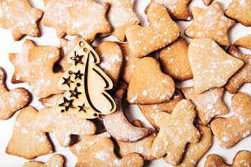 Christmas background.gingerbread with Christmas tree.