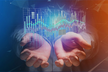  3d render Stock exchange trading data information display on a futuristic interface