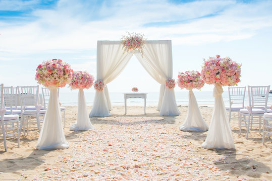 Romantic wedding ceremony on the beach