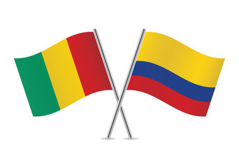 Guinea and Colombia flags.Vector illustration.