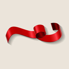 Red ribbon. Horizontal red banner. Shiny red ribbon on white background. Red glossy ribbon vector banner. vector