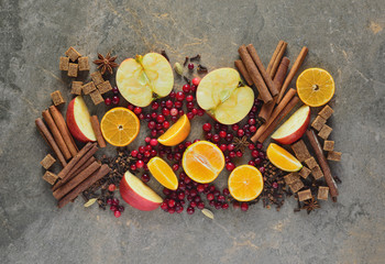 Mulled wine ingredients concept