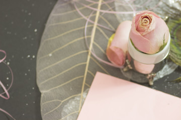 delicate decor with a rose for congratulations