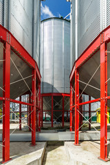 Fototapeta na wymiar Metalware of the silo base for storage of grain crops.