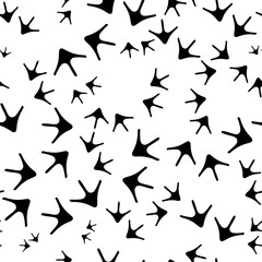 Bird footprint seamless pattern. Trace of birds, seamless vector pattern. Chicken footprints in childish style. Chicken traces naive background. Standing out of the crowd.