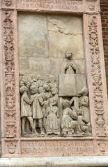 Relief on Facade of Sant'Anastasia Church in Verona, Italy.