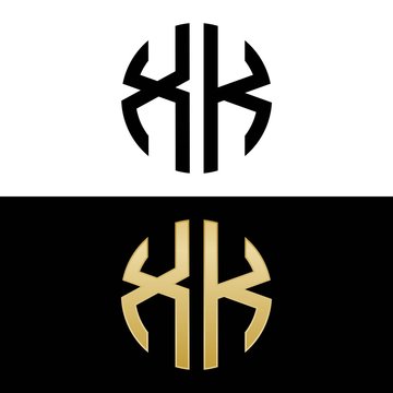 xk initial logo circle shape vector black and gold