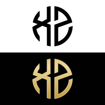 xz initial logo circle shape vector black and gold