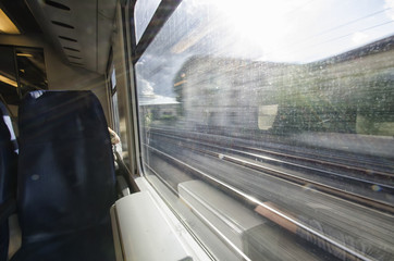 Obraz premium Cityscape from the train