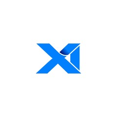 xi logo initial logo vector modern blue fold style