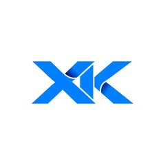 xk logo initial logo vector modern blue fold style