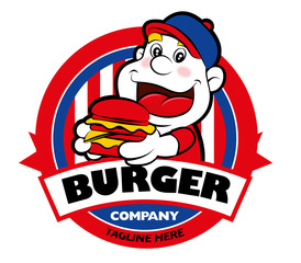 Delivery boy holding a burger