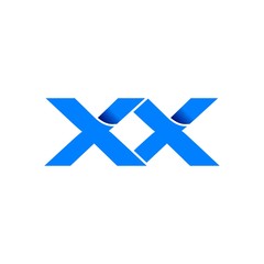 xx logo initial logo vector modern blue fold style