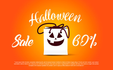 Halloween template banner.  Happy Halloween message design background.