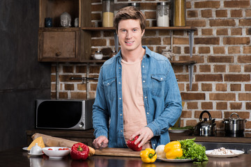 man cooking dinner