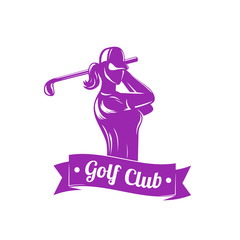 golf logo with girl swinging club