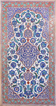 Ancient Iznik Lapis Tiles With Floral Pattern In The Tomb Of Selim II In Istanbul, Turkey