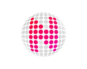 Letter N Dot Sphere Icon Logo Design Element