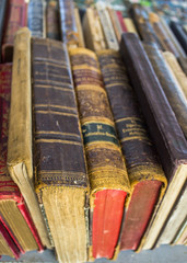 Old books are sold on the flea market