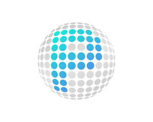 Letter P Dot Sphere Icon Logo Design Element