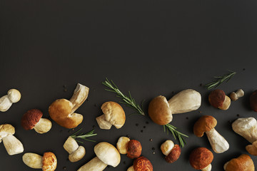 white mushrooms on black table