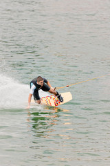 Wake boarder at high speed