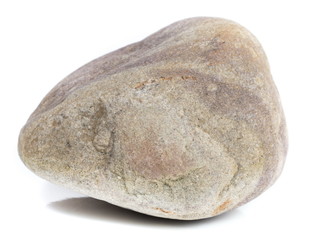 Single natural stone on white background, close-up