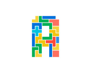 Letter A Puzzle Icon Logo Design Element
