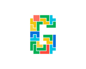 Letter G Puzzle Icon Logo Design Element