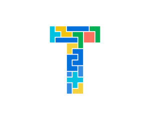 Letter T Puzzle Icon Logo Design Element