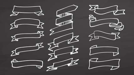 White banner and ribbons on chalkboard © Knut Hebstreit