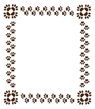 border paw prints on white background with empty space for your text.