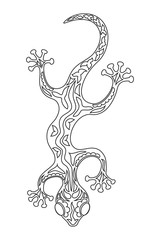 Lizard with ethnic ornament on the white background.