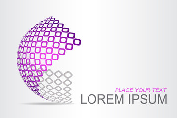 Logo stylized spherical surface with abstract shapes