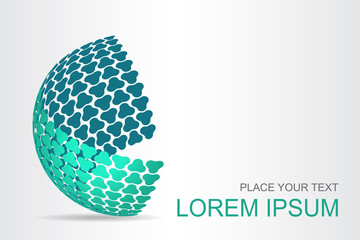Logo stylized spherical surface with abstract shapes