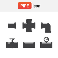 Pipe vector fitting. Pipe fittings vector icons set. Tube industry, construction pipeline, drain system