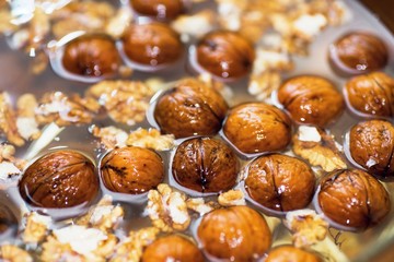Walnut in water.