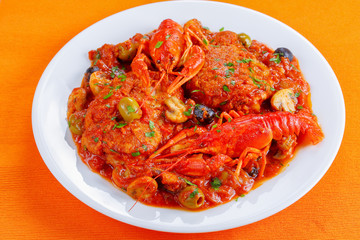 chicken meat stew on white plate