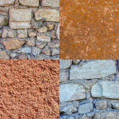 Set of photos of old stone walls texture background